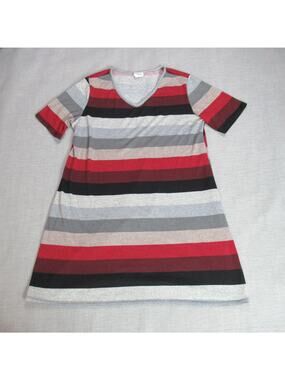 One More Thyme Dress Womens Size 2X Multicolor Striped Short Sleeve Shift Lounge